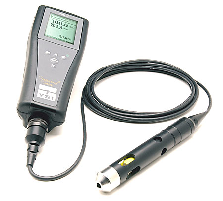 A dissolved oxygen meter can be used to measure oxygen levels in ponds.